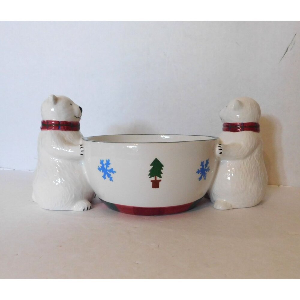 Pfaltzgraff Snow Bear Candy Dish Original Box Retired Polar Bears Holidays - Picture 4 of 13